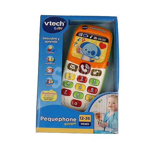 Teléfono infantil bilingüe Pequephone con luces y sonidos V-TECH 1 unidad.