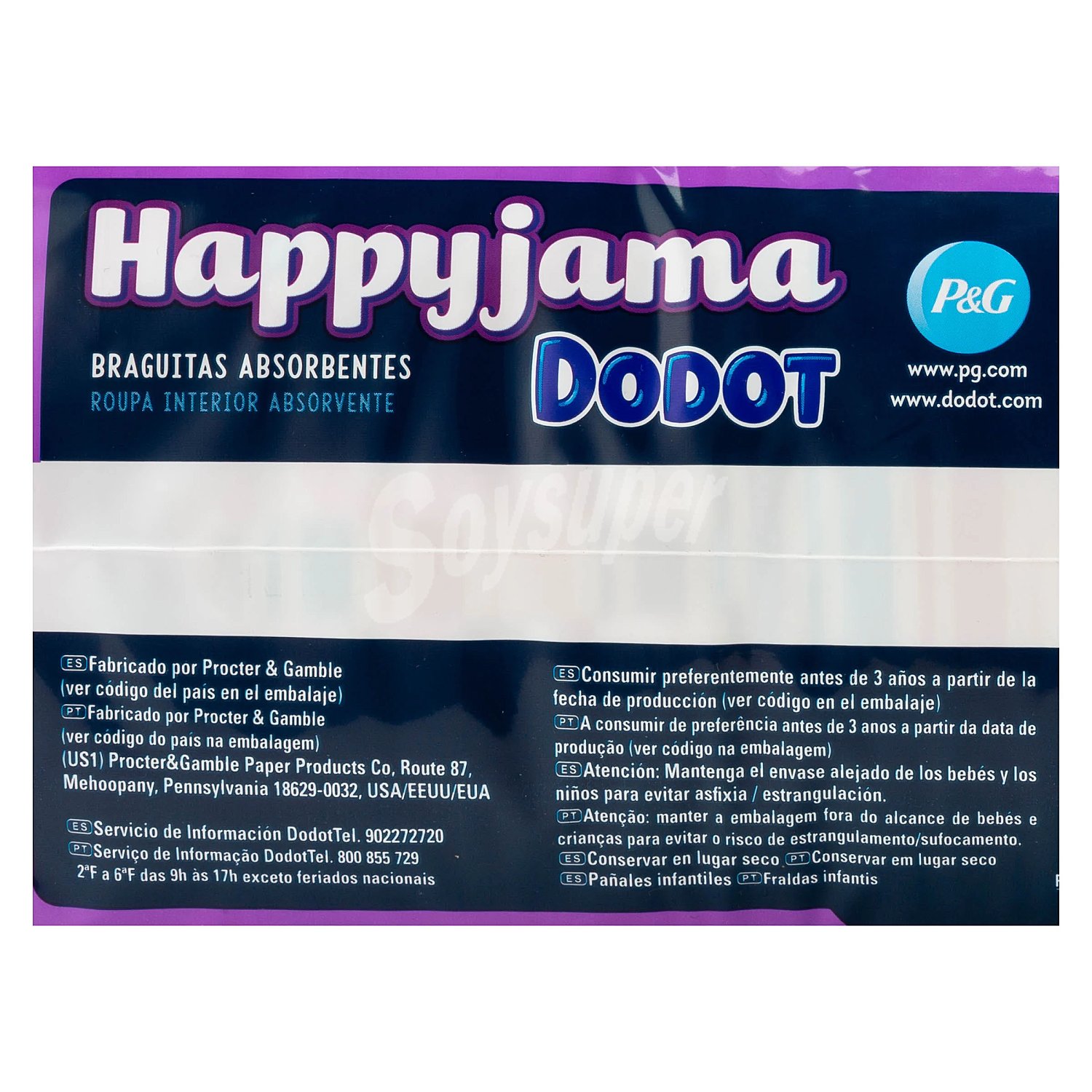 Pañales de noche talla 7 (braguitas absorventes), para niñas de 17 a 29 kilogramos y de 4 a 7 años dodot Happyjama