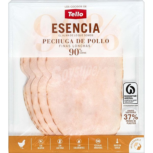 Esencia pechuga de pollo en lonchas finas sin gluten sin lactosa