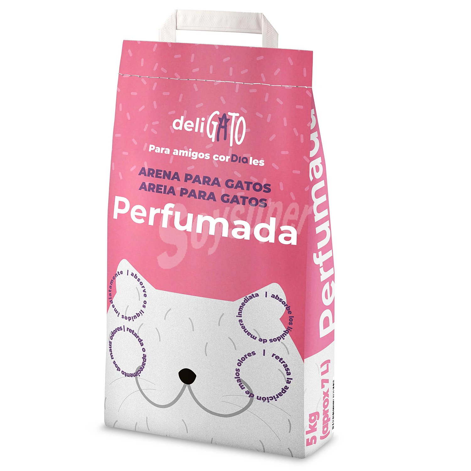 Arena para gatos absorbente perfumada Deligato