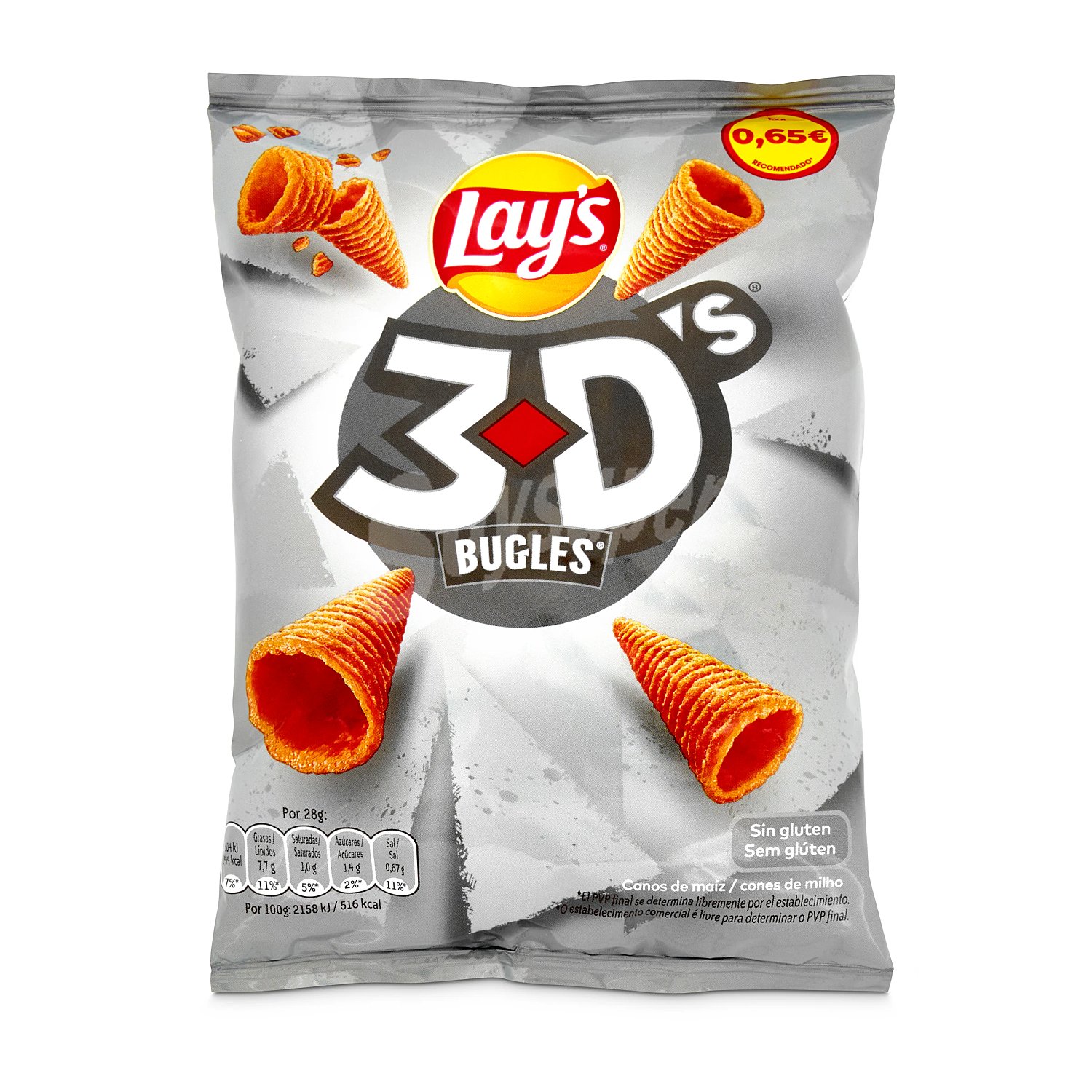 Conos de maíz con sabor a queso y bacon Lay's 3D's