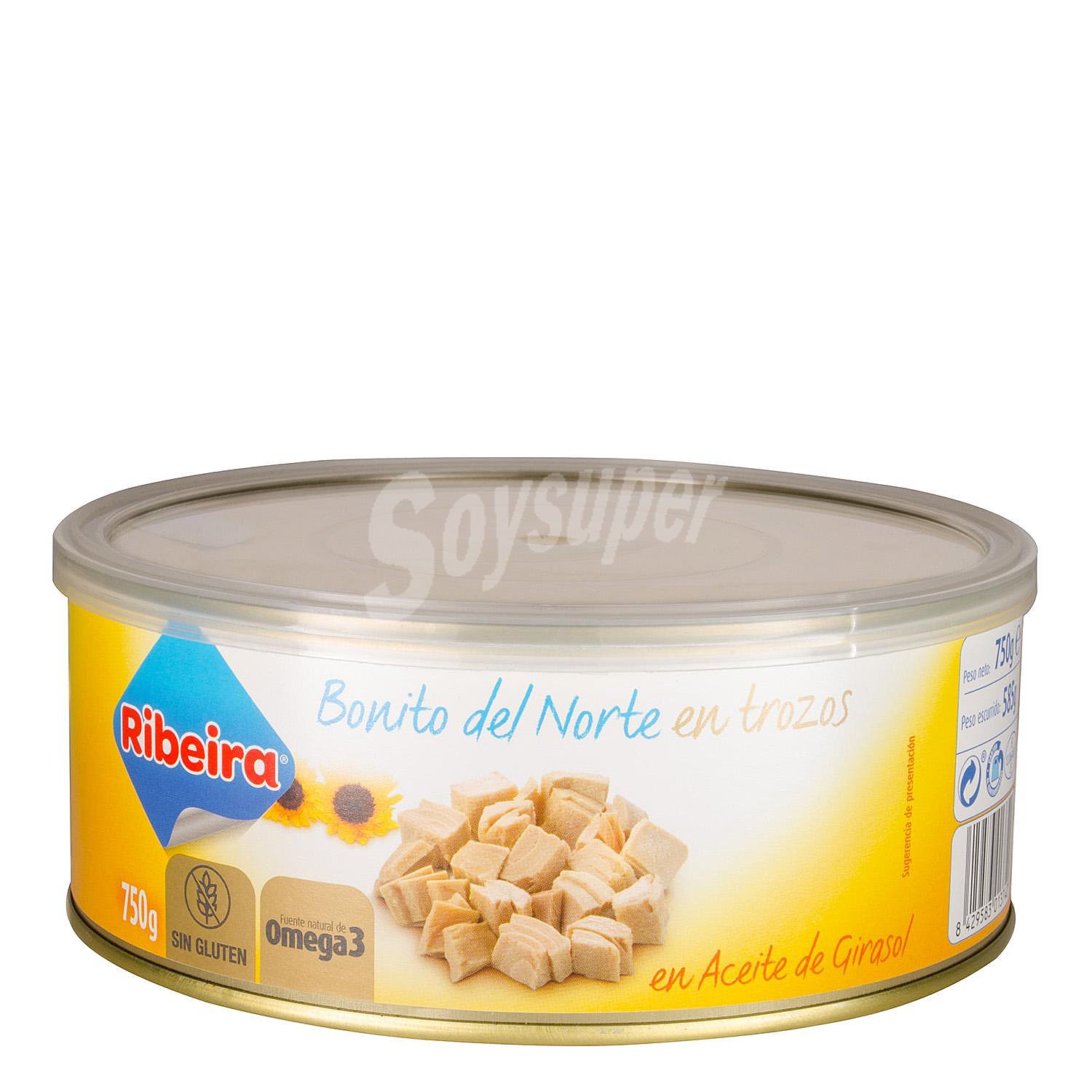 Bonito del norte en aceite de girasol en trozos Ribeira sin gluten