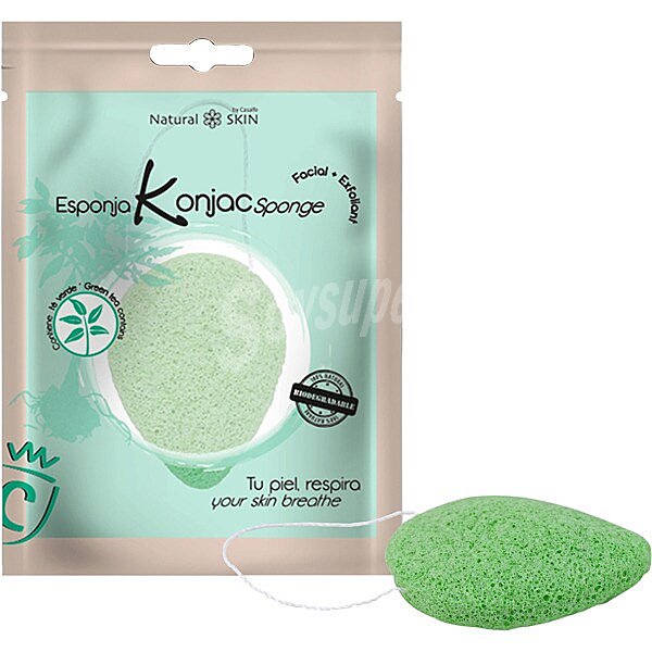 Esponja Konjac facial y exfoliante con té verde