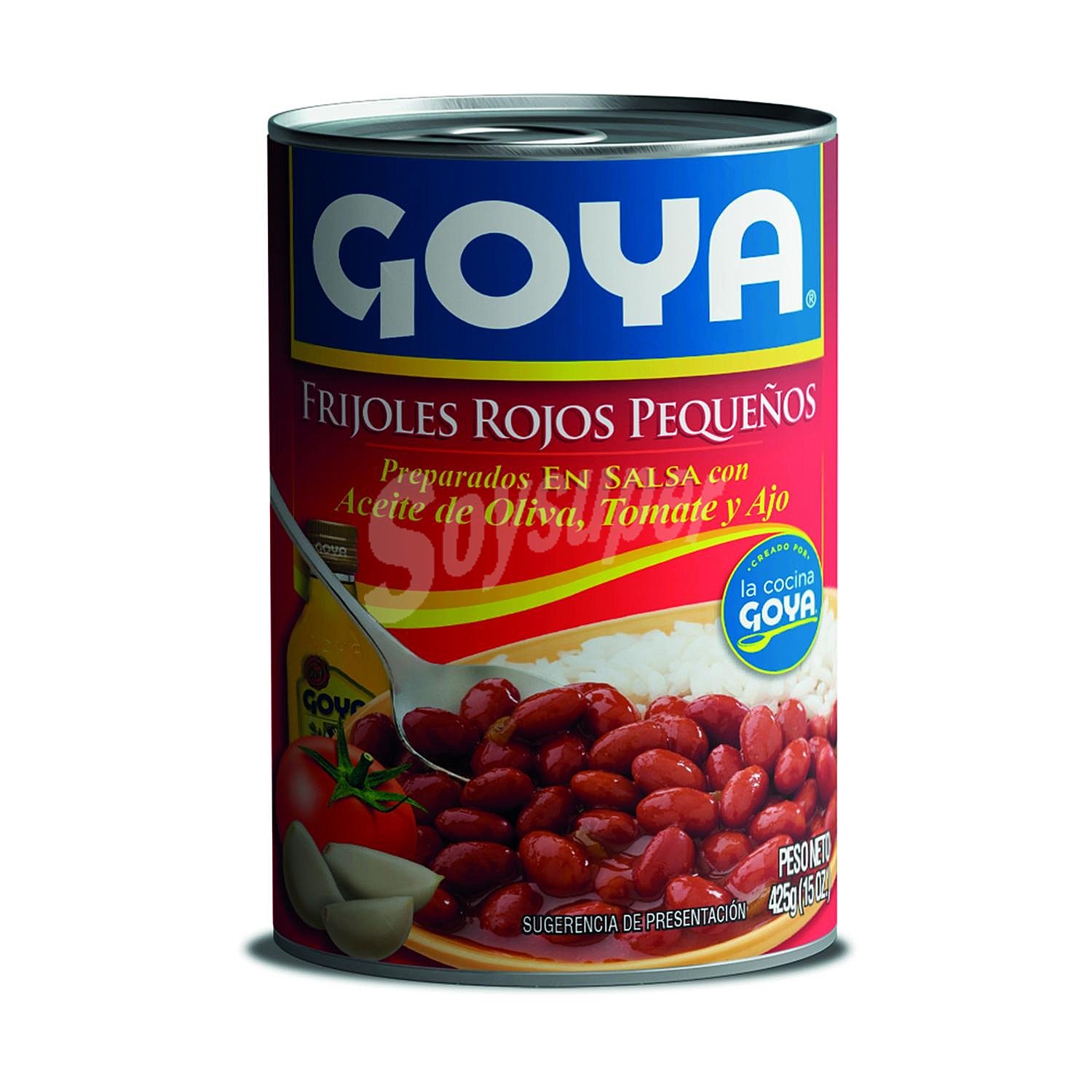 Frijoles rojos guisados listos para comer goya