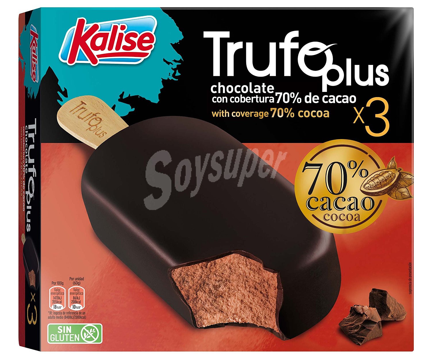 Kalise trufo plus helado cacao cobertura 70%