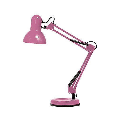 Flexo modelo Arquitec color rosa con tres puntos de articulación para escritorio, casquillo E27 (grueso) y máximo 40W, bombilla no incluida, lumsevi.