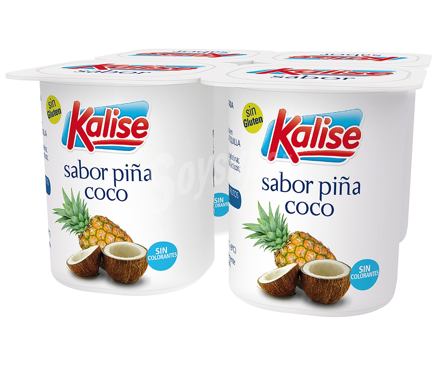 Yogur elaborado sin conservantes y sin gluten, con sabor a coco y piña