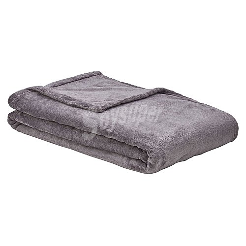 Manta franela de color gris para cama individual, 220x240cm., /m², actuel