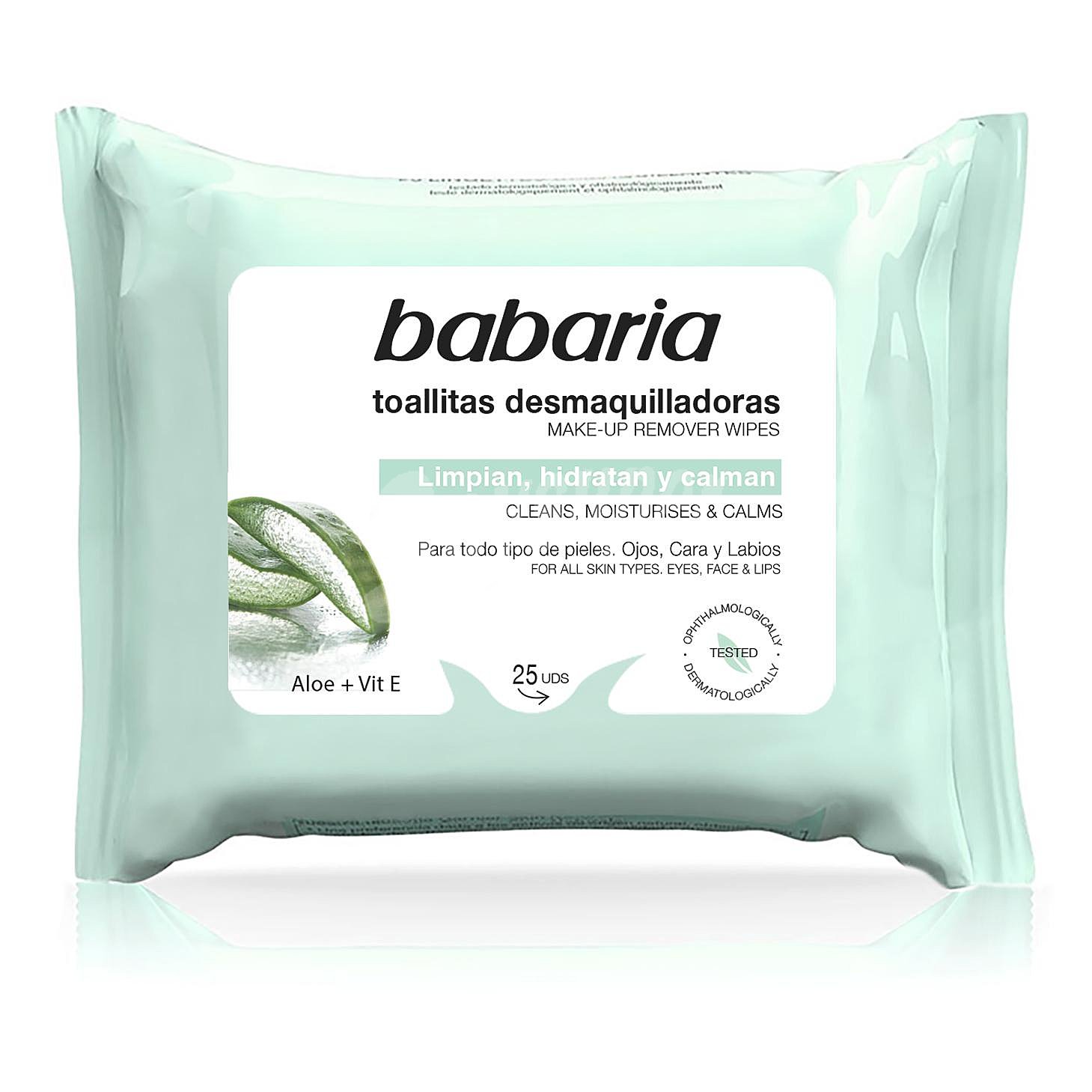 Babaria Toallitas desmaquillantes con aloe vera y vitamina E, para todo tipo de pieles babaria