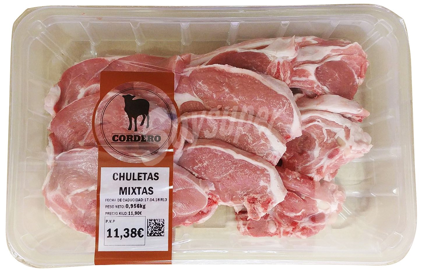 Cordero chuletas mixtas fresco (mezcla: chuleta palo, riñonada y paletilla)