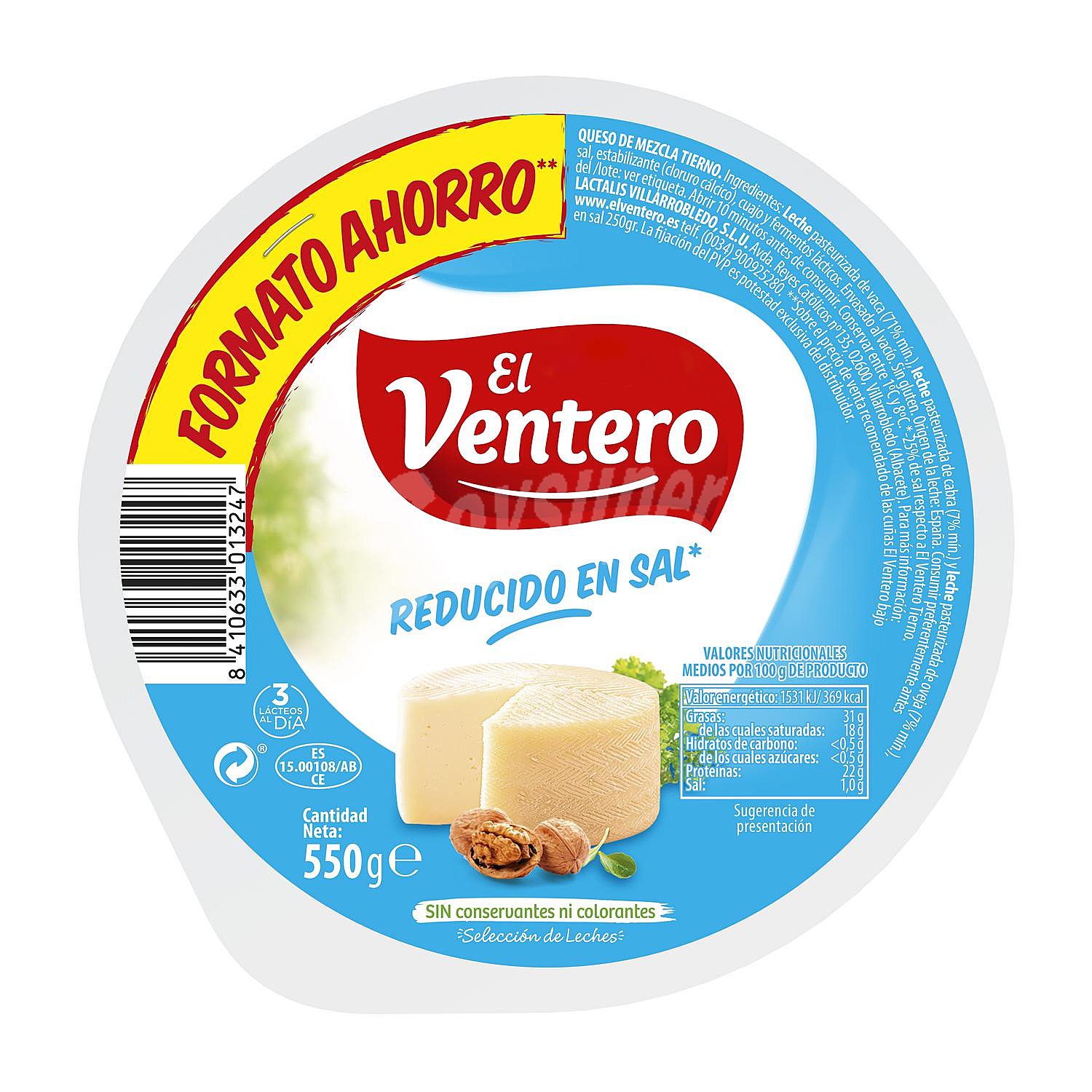 Queso mezcla tierno bajo contenido en sal