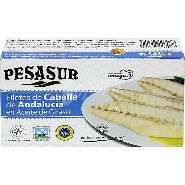 Filetes de caballa de Andalucía en aceite de girasol