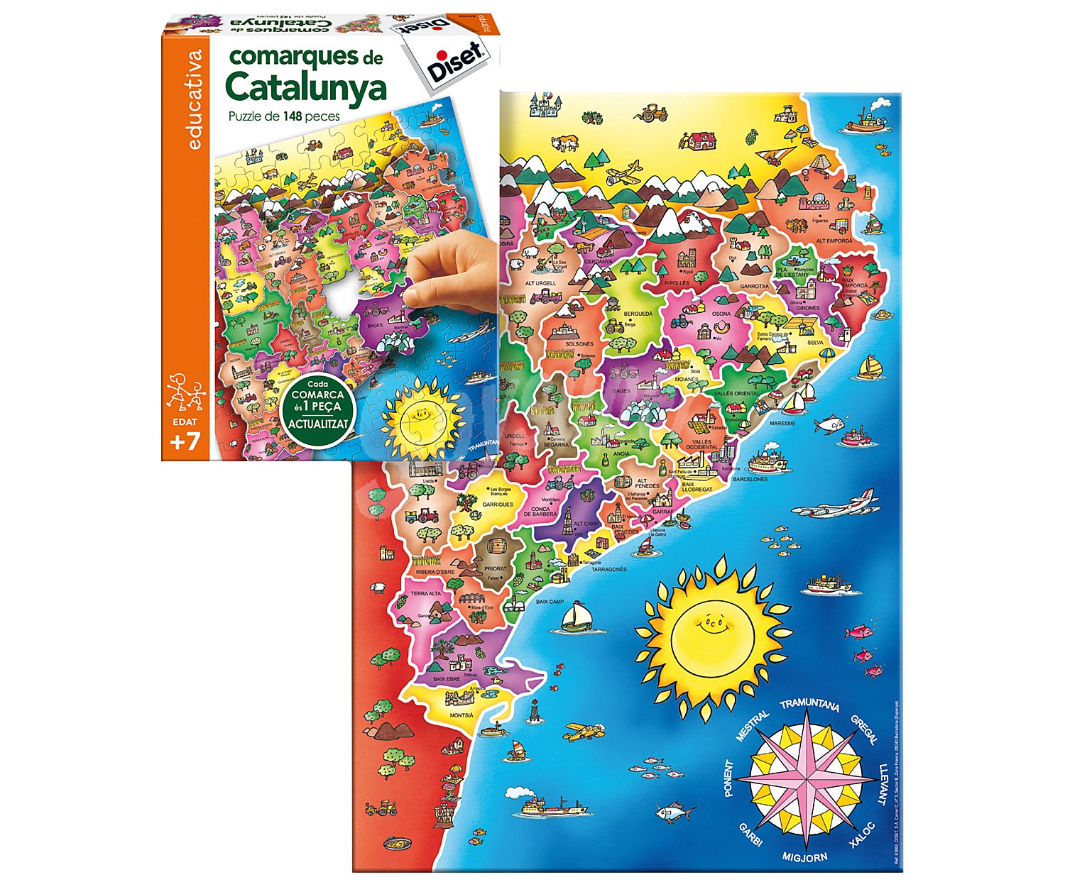 Puzzle educativo la comarcas de Catalunya en catalán, DISET.