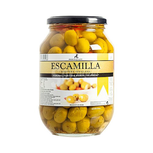 Escamilla Aceitunas verdes partidas Verdial, aliñadas escamilla