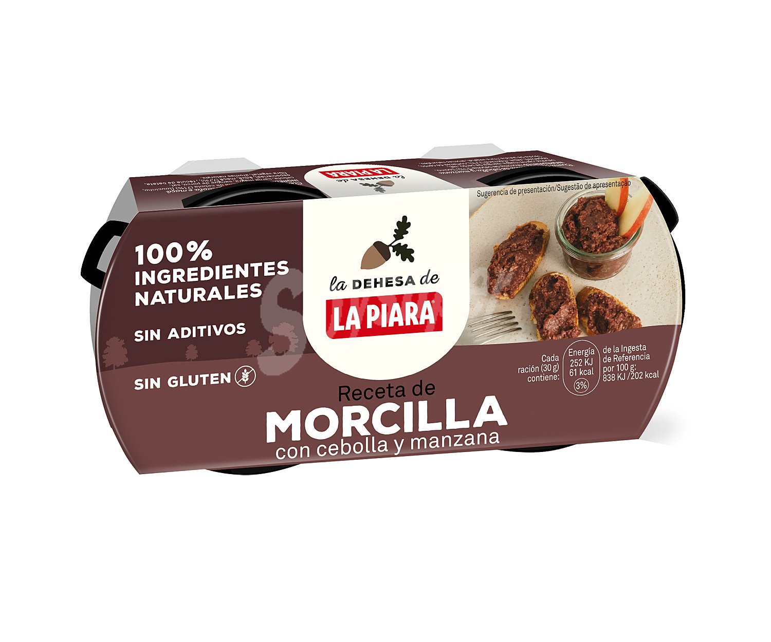 Peté de morcilla con cebolla y manzana