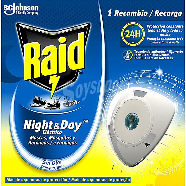 Insecticida volador eléctrico Night & Day mosquitos comunes y tigre recambio