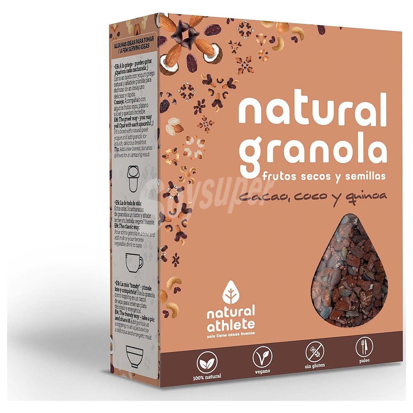 Granola natural de cacao, coco y quinoa ecológica Natural Athlete