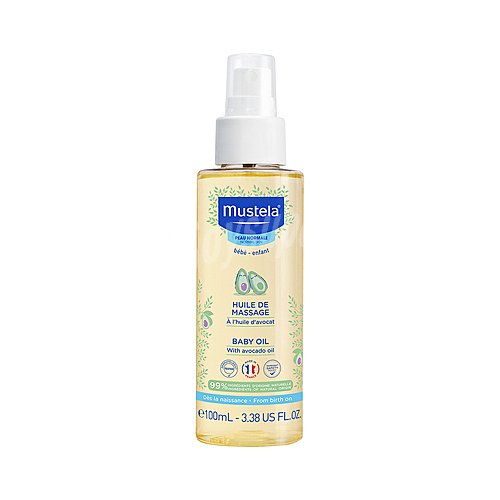 Mustela Aceite de masaje para bebe, con aceite de aguacate, que hidrata y suaviza mustela