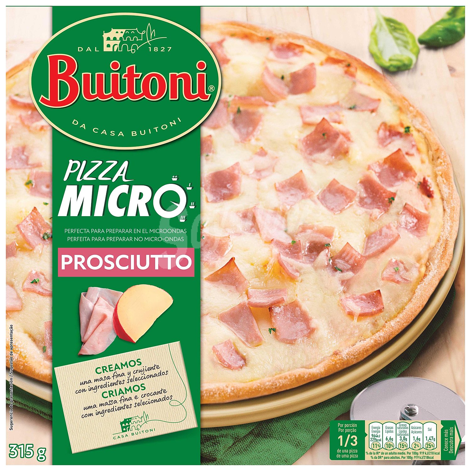 Pizza micro jamón y queso Buitoni