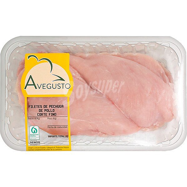 Filetes de pechuga de pollo corte fino peso aproximado