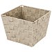 Cesta trenzada de poliproileno y acero color beige, 20x15x20 cm. actuel.