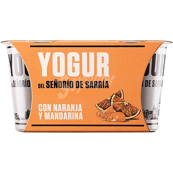 Yogur con naranja y mandarina sin gluten pack 2 unidades 125 g