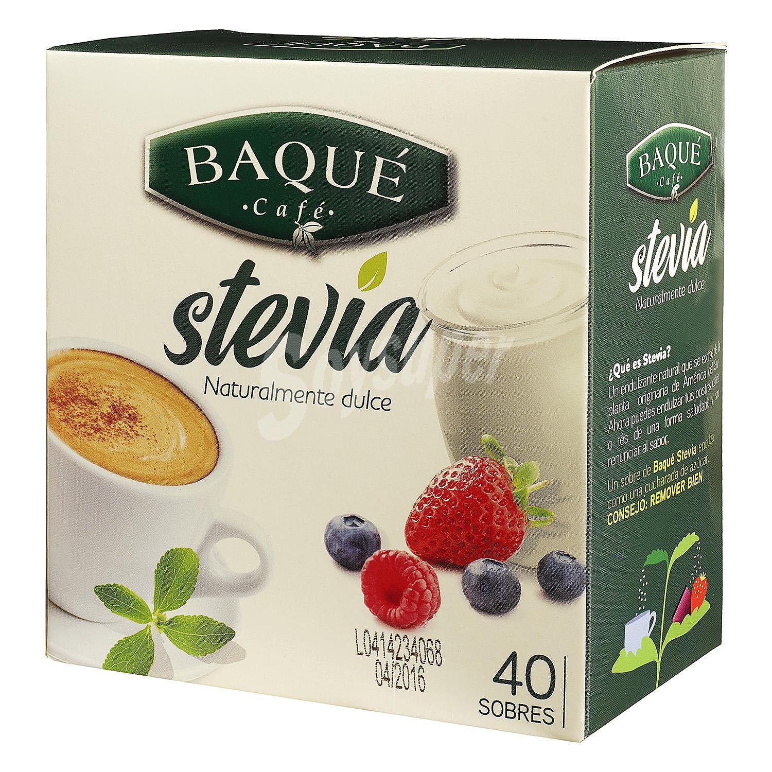 Edulcorante de la planta stevia en sobres Baqué