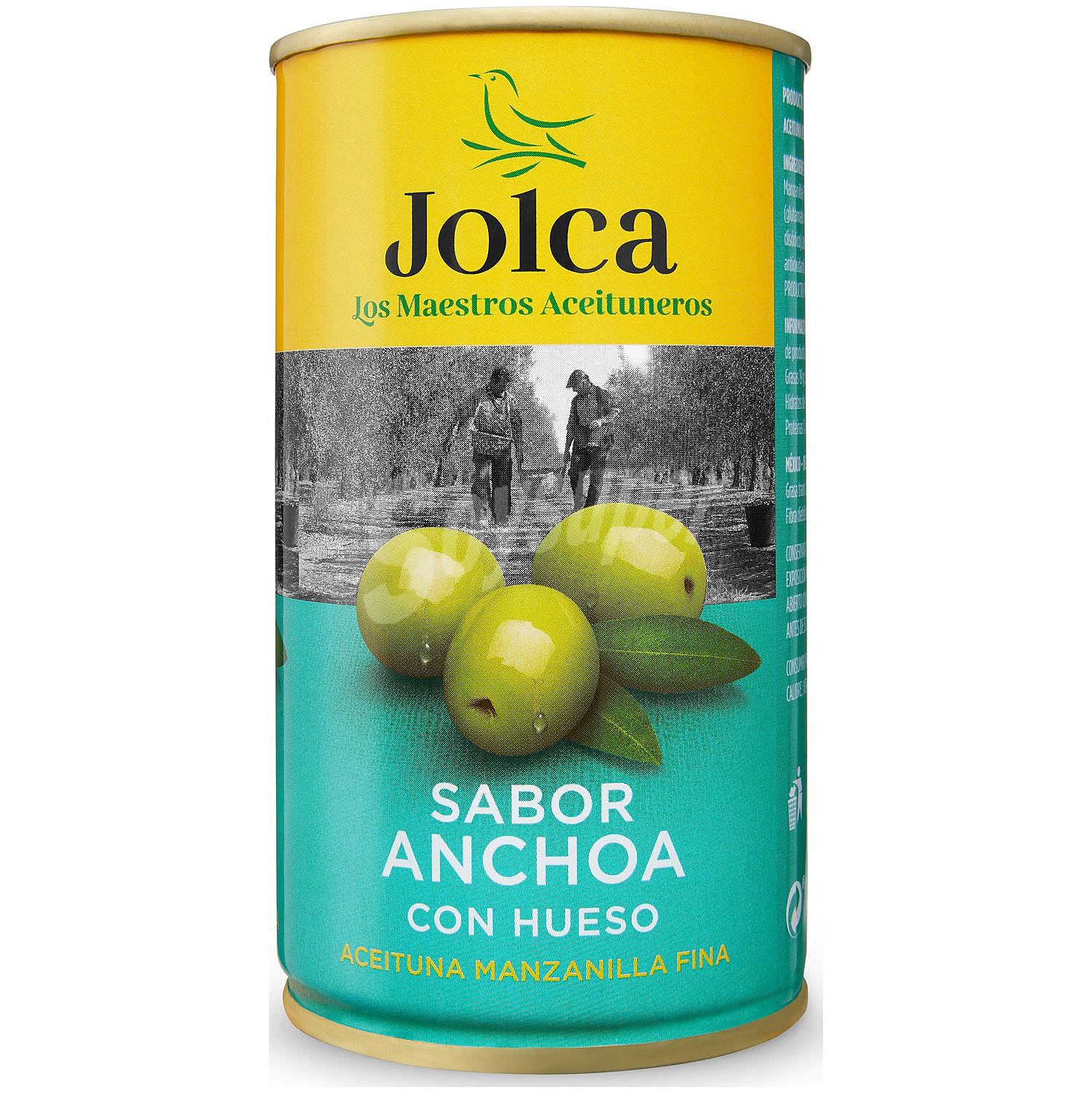 Aceitunas verdes manzanilla con sabor a anchoa con hueso