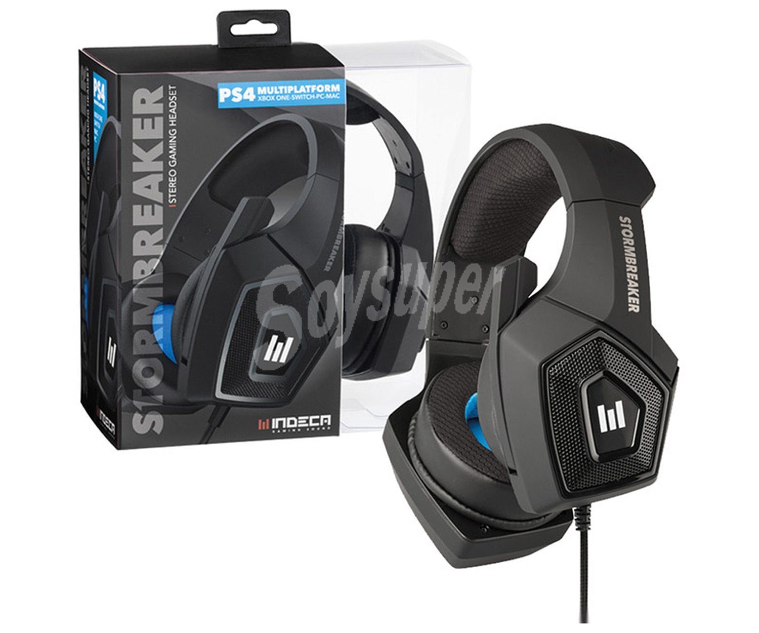 Auriculares para gaming Stormbreaker para PS4, Xbox One, PC y Switch con micrófono abatible. indeca