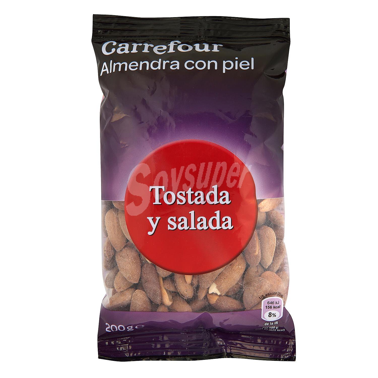 Almendras tostada y salada con piel Carrefour