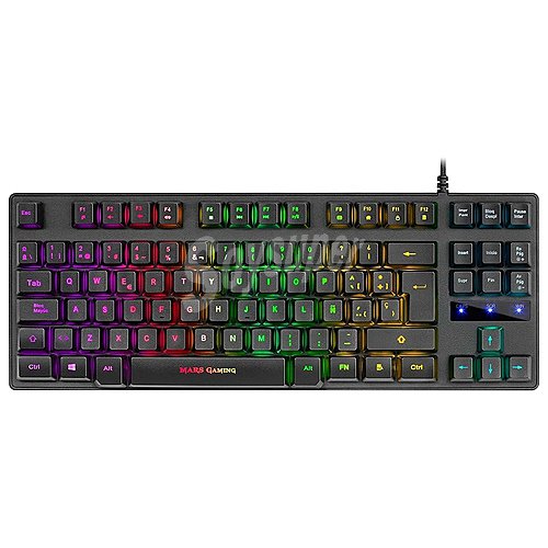 Teclado semi-mecánico gaming mars gaming mktkl, Iluminación rgb, Tecnología h-mech, antighosting