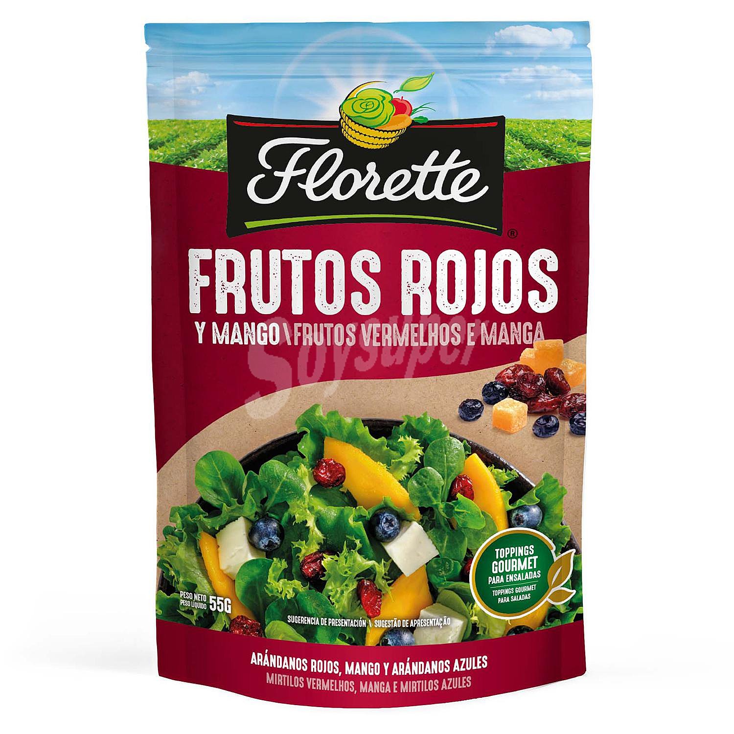 Frutos rojos y mango florette