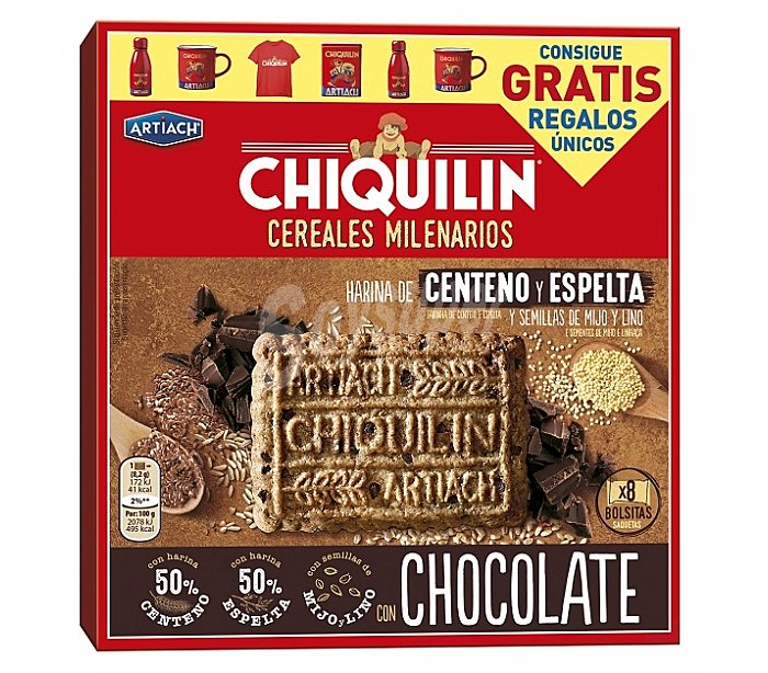 Galleta de cereales milenarios centeno, espelta, mijo y lino con chocolate