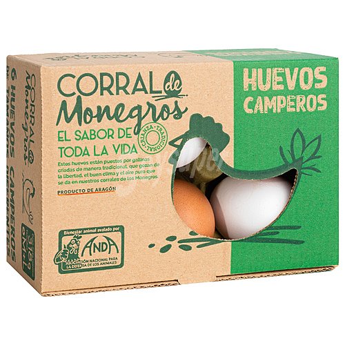 Corral DE monegros Huevos camperos frescos clases M y L y cat. A