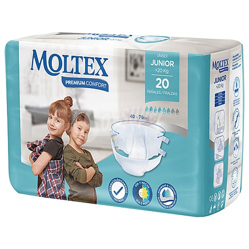 Moltex Pañales de noche unisex talla 6, para niñ@s de más de 20 kilogramos moltex Junior premium comfort