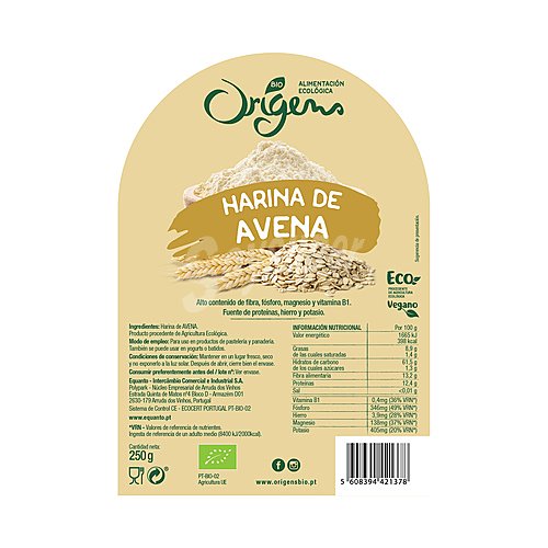 Origens Harina de avena ecológica origens