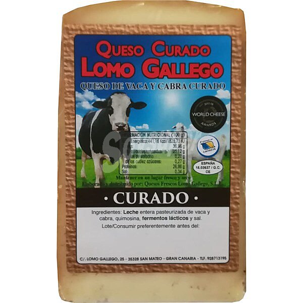 Queso curado de mezcla elaborado con leche pasteurizada cuña