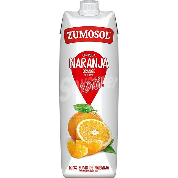 Zumo de naranja 100% fruta a partir de concentrado con pulpa