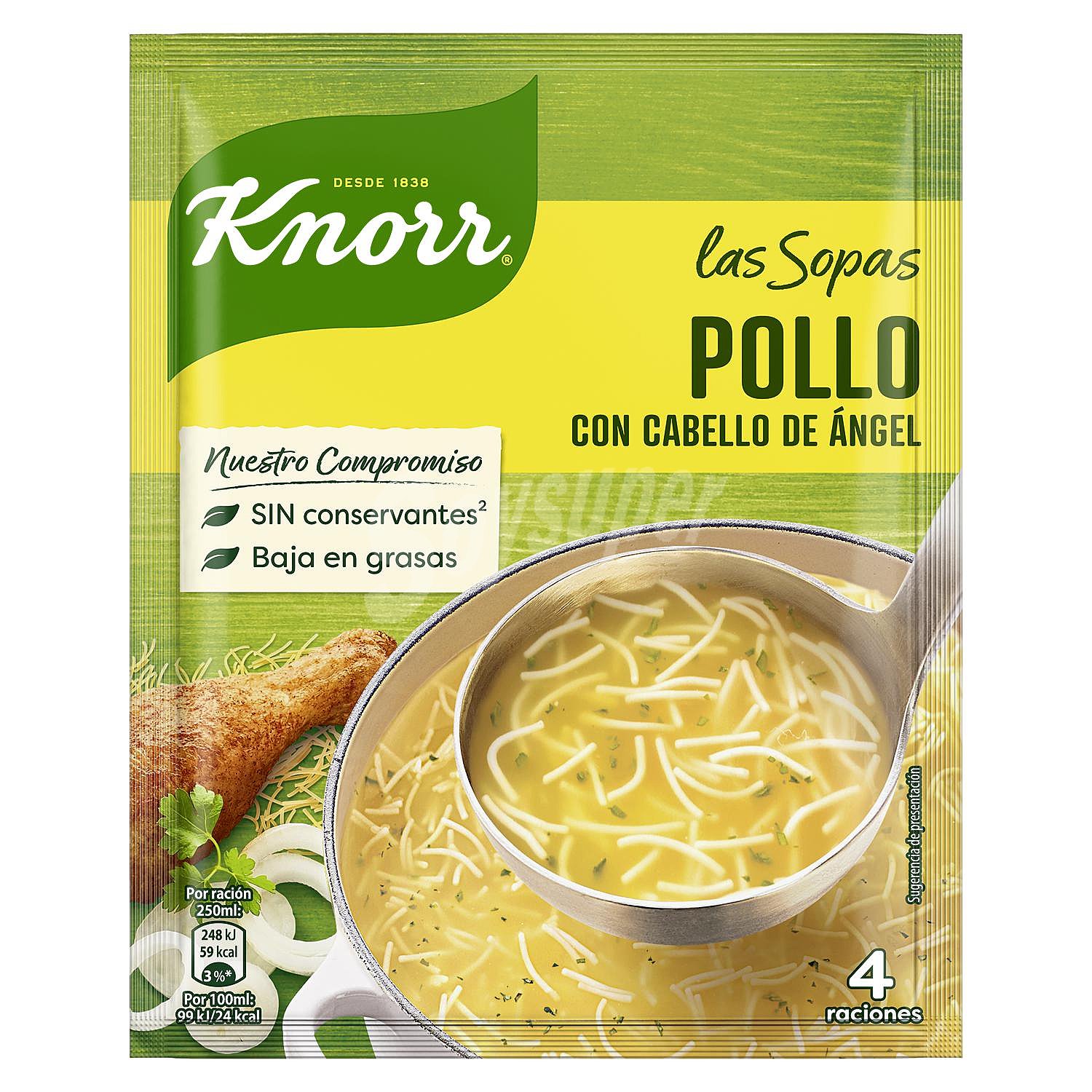 Sopa de pollo con cabello de ángel knorr