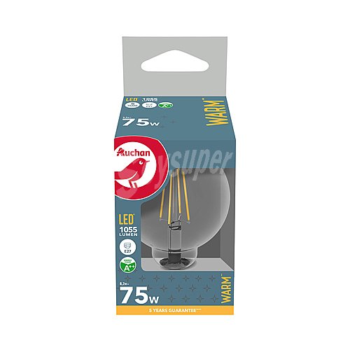 Bombilla Led E27, 8,2W=75W, luz cálida, producto alcampo