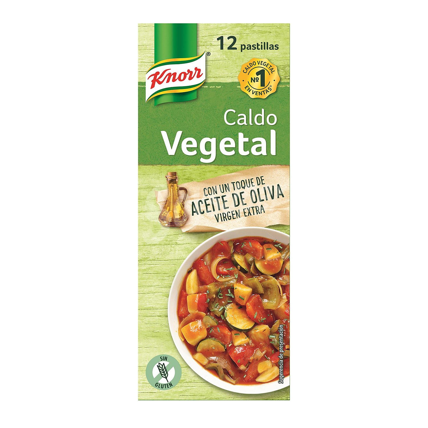 Caldo vegetal con un toque de aceite de oliva virgen extra Knorr sin gluten