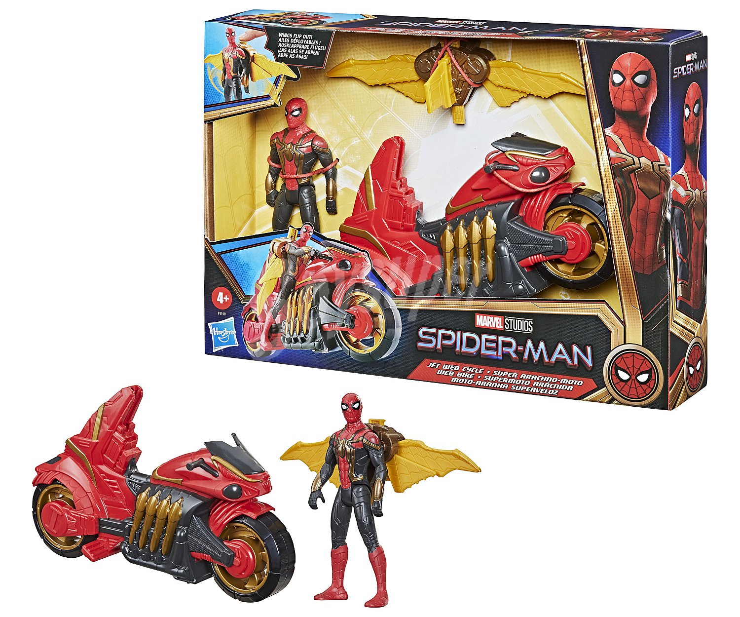 Pack de supermoto arácnida y figura de 15 cm spiderman.