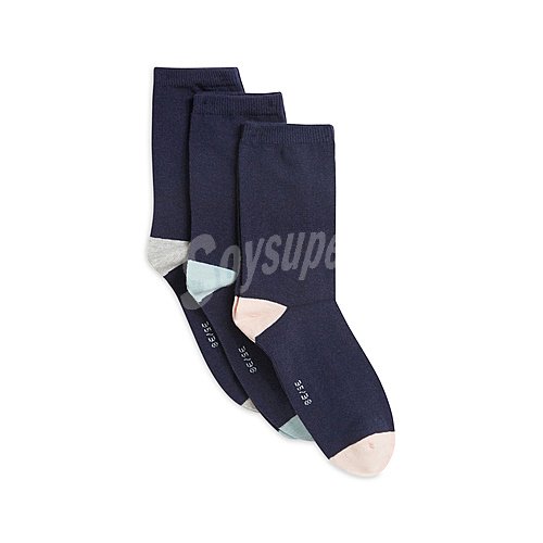 Lote de 3 pares de calcetines con algodón orgánico para mujer IN extenso, talla 39/41