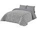 Edredón reversible estampado cuadros - liso gris para cama doble, 240x260cm. 300g/m² naturals.