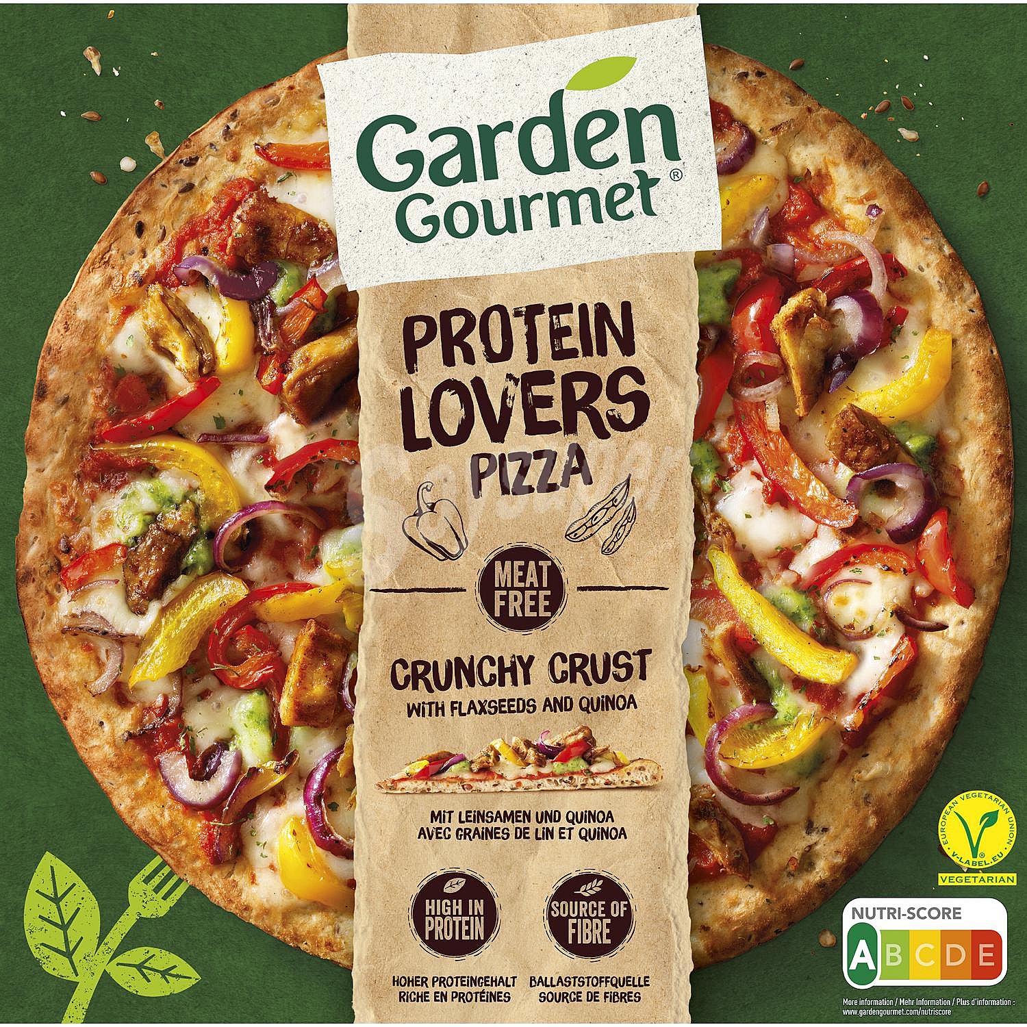 Pizza con hortalizas, tiras a base de proteina de soja y mozzarella Protein Lovers Garden Gourmet