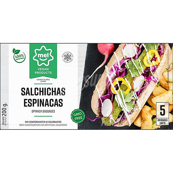 Salchichas vegetales de espinacas 5 unidades