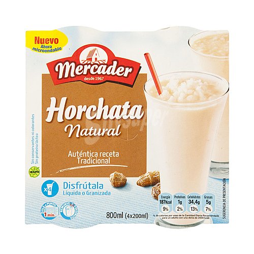 Horchata natural granizada