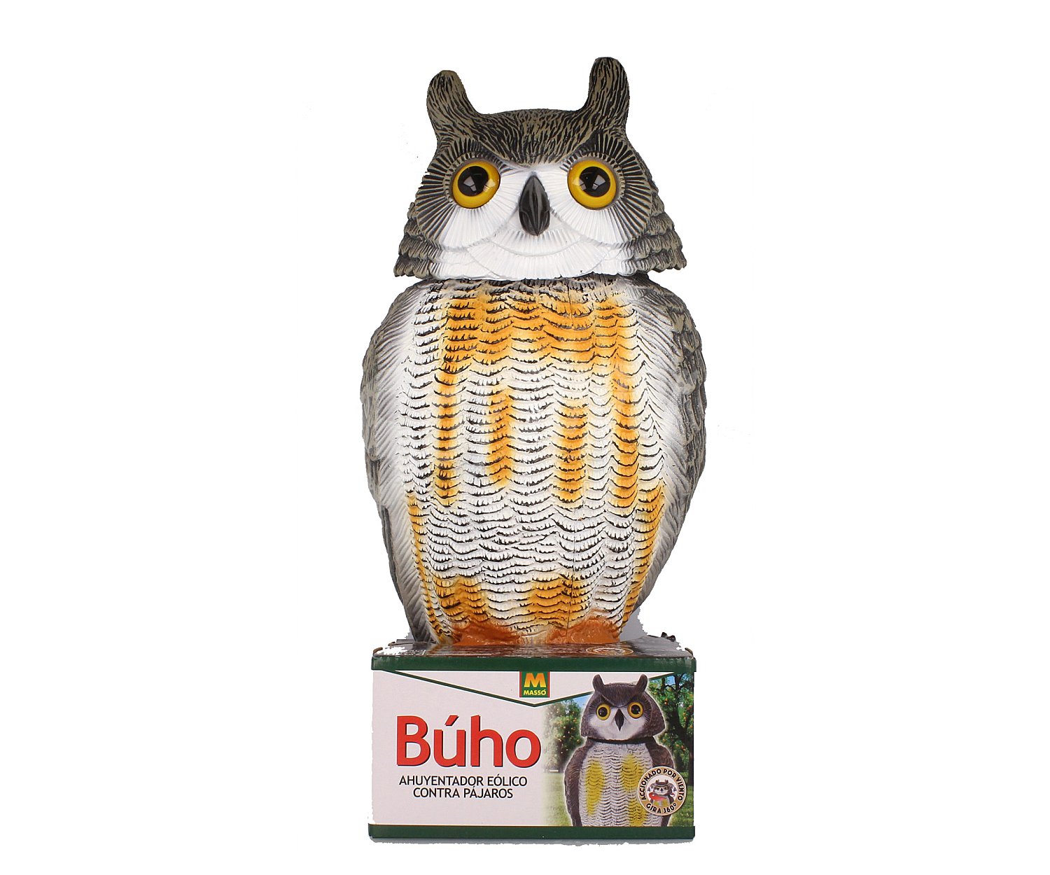 Buho eólico ahuyenta aves fabricado en pvc, masso