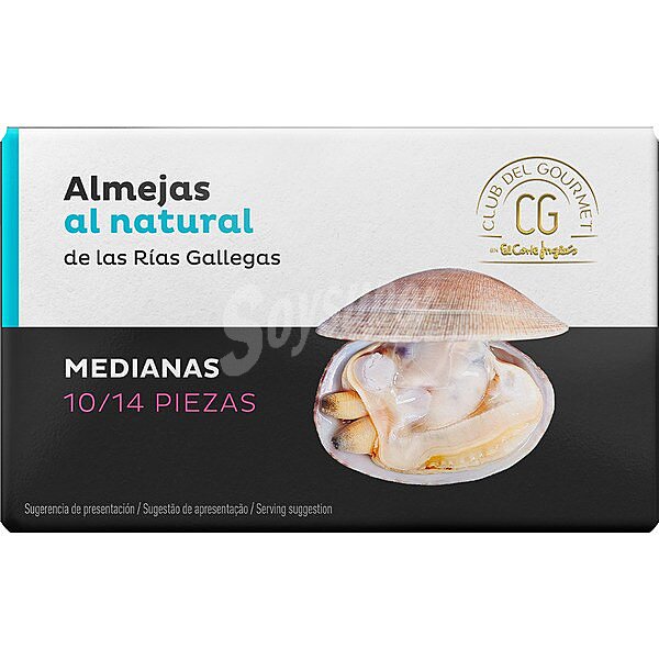 Almejas al natural de las Rías Gallegas medianas 10-14 piezas