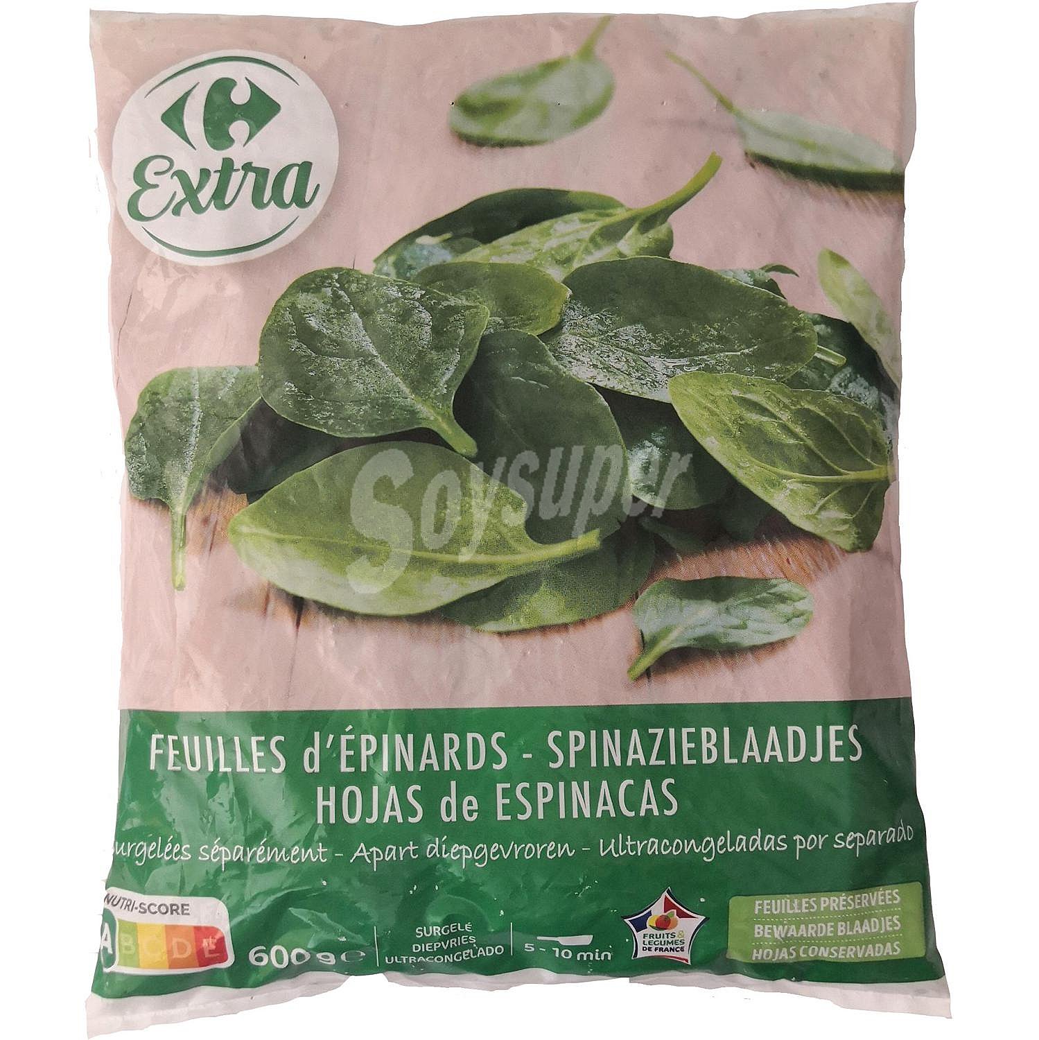 Espinacas en hojas Carrefour Extra